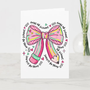 100 Days Of School Girls Coquette Bow 100th Day Of Card