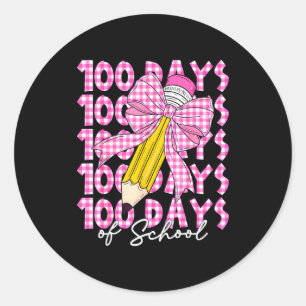 100 Days Of School Girls Coquette Bow 100th Day Of Classic Round Sticker