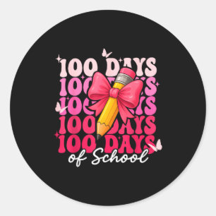 100 Days Of School Girls Coquette Bow 100th Day Of Classic Round Sticker