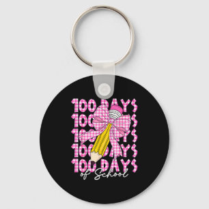 100 Days Of School Girls Coquette Bow 100th Day Of Key Ring