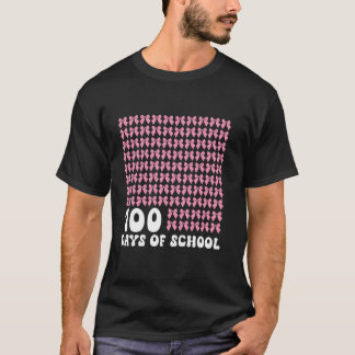 100 Days of School Girls Coquette Bow 100th Day of T-Shirt