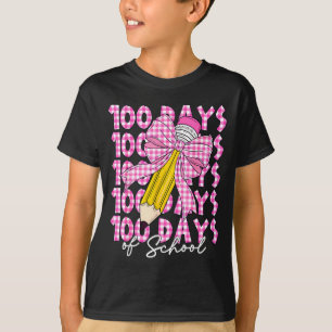 100 Days Of School Girls Coquette Bow 100th Day Of T-Shirt