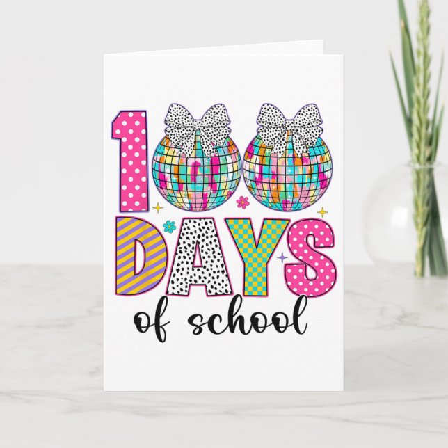 100 Days Of School Girls Kids 100 Days Smarter 100 Card (Front)