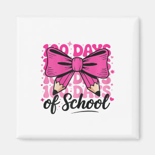 100 Days Of School Girls Teacher Coquette Bow Kids Magnet