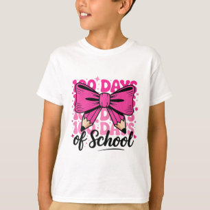 100 Days Of School Girls Teacher Coquette Bow Kids T-Shirt