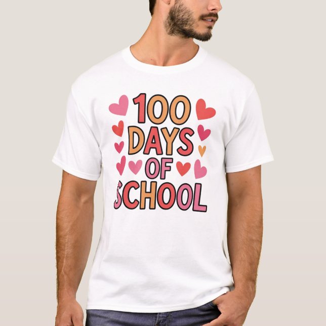 100 Days of School, Groovy, Happy 100th Day, T-Shirt (Front)