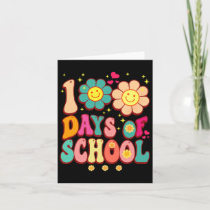 100 Days Of School Groovy Retro 100th Day Teacher Card