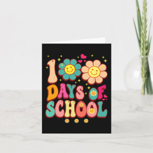 100 Days Of School Groovy Retro 100th Day Teacher Card