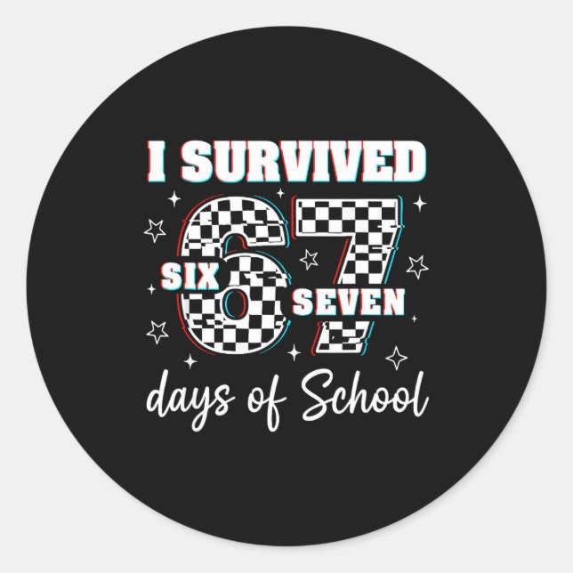 100 Days Of School I Survived 67 Days Of School Te Classic Round Sticker (Front)