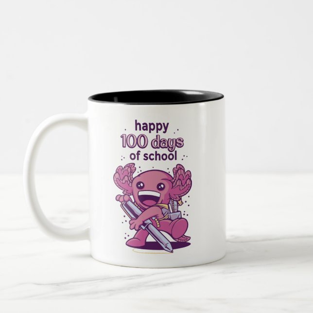 100 days of school invitation Two-Tone coffee mug (Left)