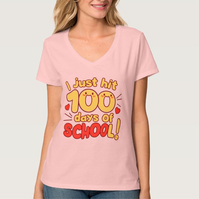 100 Days of School Kawaii Style Design  T-Shirt (Front)