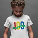 100 days of school kid shirt<br><div class="desc">Celebrate the 100th day of school with this fun and stylish design that features a spot to enter your school name. Perfect for students, teachers and administrators!</div>