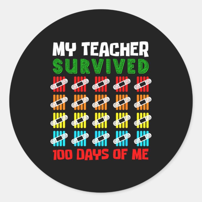 100 Days Of School Kids 100th Day Of School Costum Classic Round Sticker (Front)