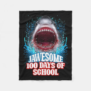 100 Days Of School Kids Adults Great White Shark Fleece Blanket