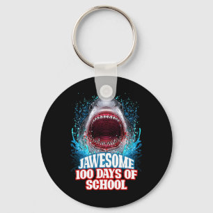 100 Days Of School Kids Adults Great White Shark Key Ring