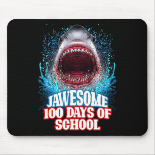 100 Days Of School Kids Adults Great White Shark Mouse Pad