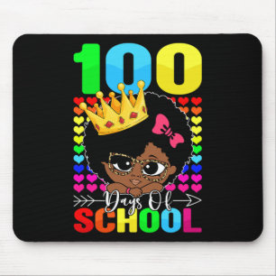 100 Days Of School Kids Girl Black African America Mouse Pad