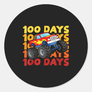 100 Days Of School Kids Monster Truck Boys And Gir Classic Round Sticker