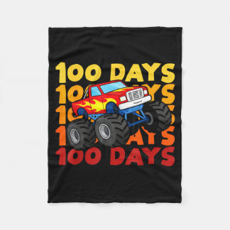 100 Days Of School Kids Monster Truck Boys And Gir Fleece Blanket