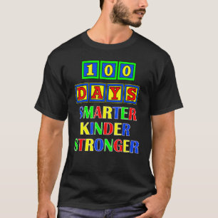 100 Days Of School Kinder Smarter Block Teacher Ki T-Shirt