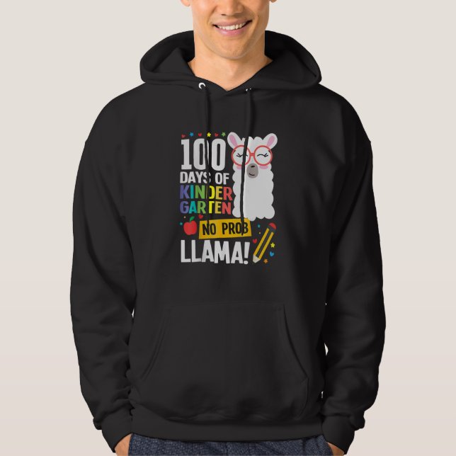 100 Days Of School Kindergarten Llama Girl Boy No  Hoodie (Front)