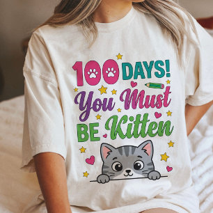 100 Days Of School Kitten Teacher Shirt