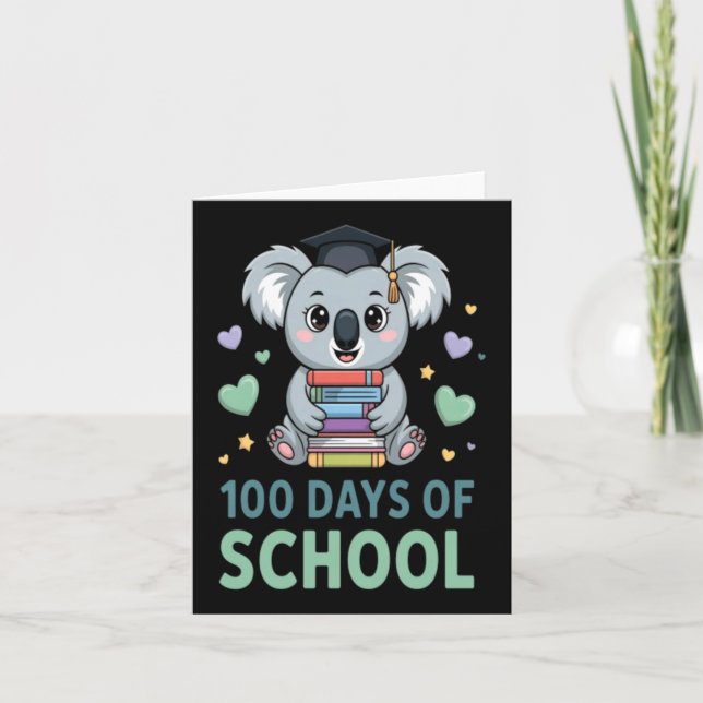 100 Days Of School Koala Student Teacher Card (Front)