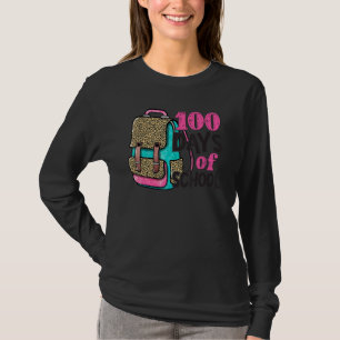 100 Days Of School Leopard Backpack Happy 100th Da T-Shirt