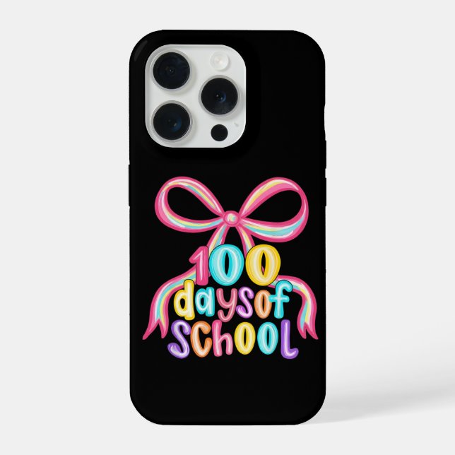 100 Days of School Leopard Bow Pencil  iPhone Case (Back)