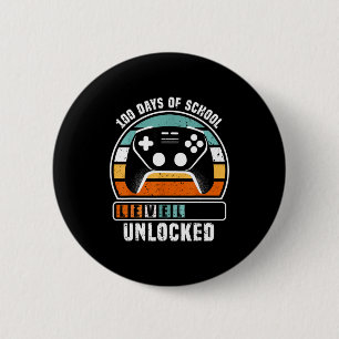 100 Days Of School Level Unlocked Funny Gamers Boy 6 Cm Round Badge