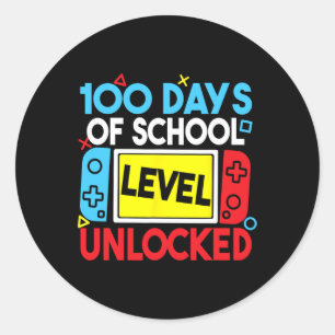 100 Days Of School Level Unlocked Gaming 100th Day Classic Round Sticker