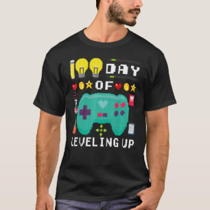 100 Days of School Levelling Up Video Gamer 100th  T-Shirt