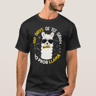 100 Days of School Llama Girls 1st Grade No Prob C T-Shirt