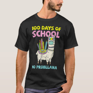 100 Days Of School Llama In Mask 100th Day Quarant T-Shirt