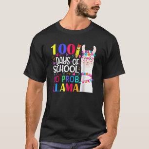 100 Days Of School Llama No Probllama Teacher Vint T-Shirt