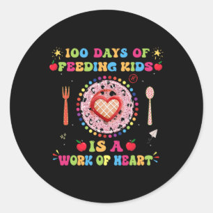 100 Days Of School Lunch Lady For Lunch Lady Cafet Classic Round Sticker