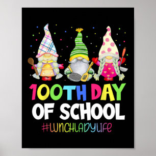100 Days Of School Lunch Lady Gnome Gnomies Cafete Poster