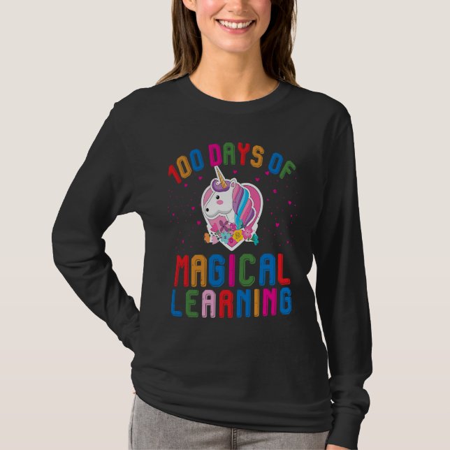 100 Days Of School Magical Learning Teacher Studen T-Shirt (Front)