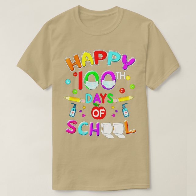 100 Days Of School Mask Teacher And Student T-Shirt (Design Front)