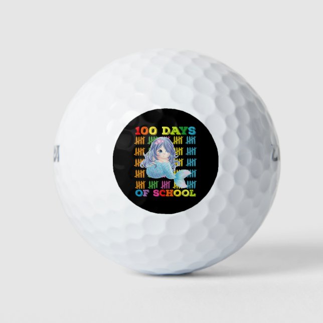 100 Days Of School Mermaid Teacher Student Golf Balls (Front)
