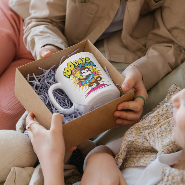 100 Days of School Monkey Fun Coffee Gift Mug (Creator Uploaded)