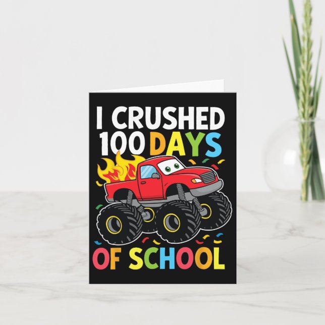 100 Days Of School Monster Truck 100th Day Of Scho Card (Front)
