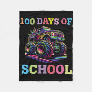 100 Days Of School Monster Truck 100th Day Of Scho Fleece Blanket