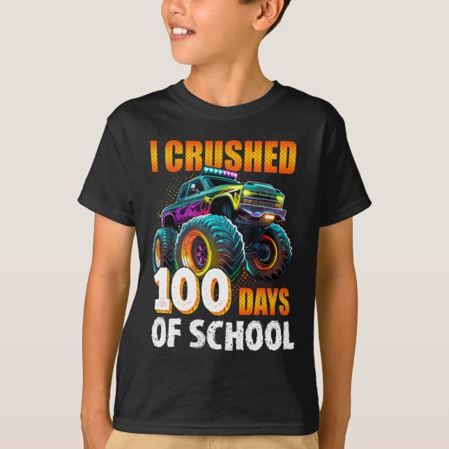 100 Days Of School Monster Truck 100th Day Of Scho T-Shirt (Front)