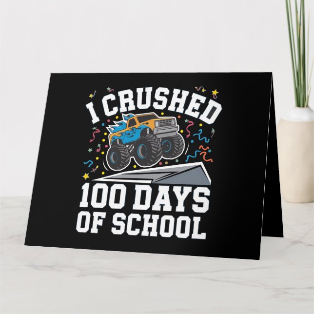 100 Days of School Monster Truck 100th Day School Card (Front)
