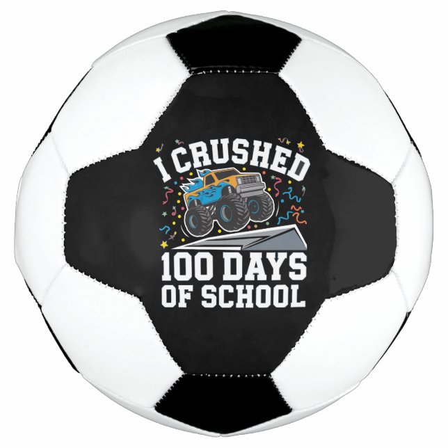100 Days of School Monster Truck 100th Day School Soccer Ball (Front)
