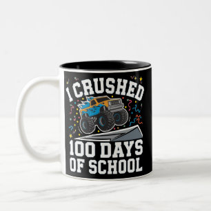 100 Days of School Monster Truck 100th Day School Two-Tone Coffee Mug
