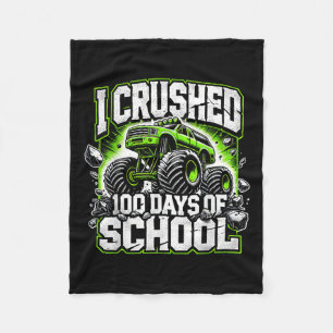 100 Days Of School Monster Truck Boys 100th Day Fleece Blanket