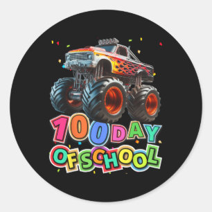 100 Days Of School Monster Truck Boys 100th Day Of Classic Round Sticker