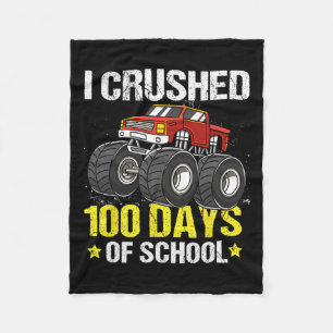 100 Days Of School Monster Truck For Kids Boys  Fleece Blanket